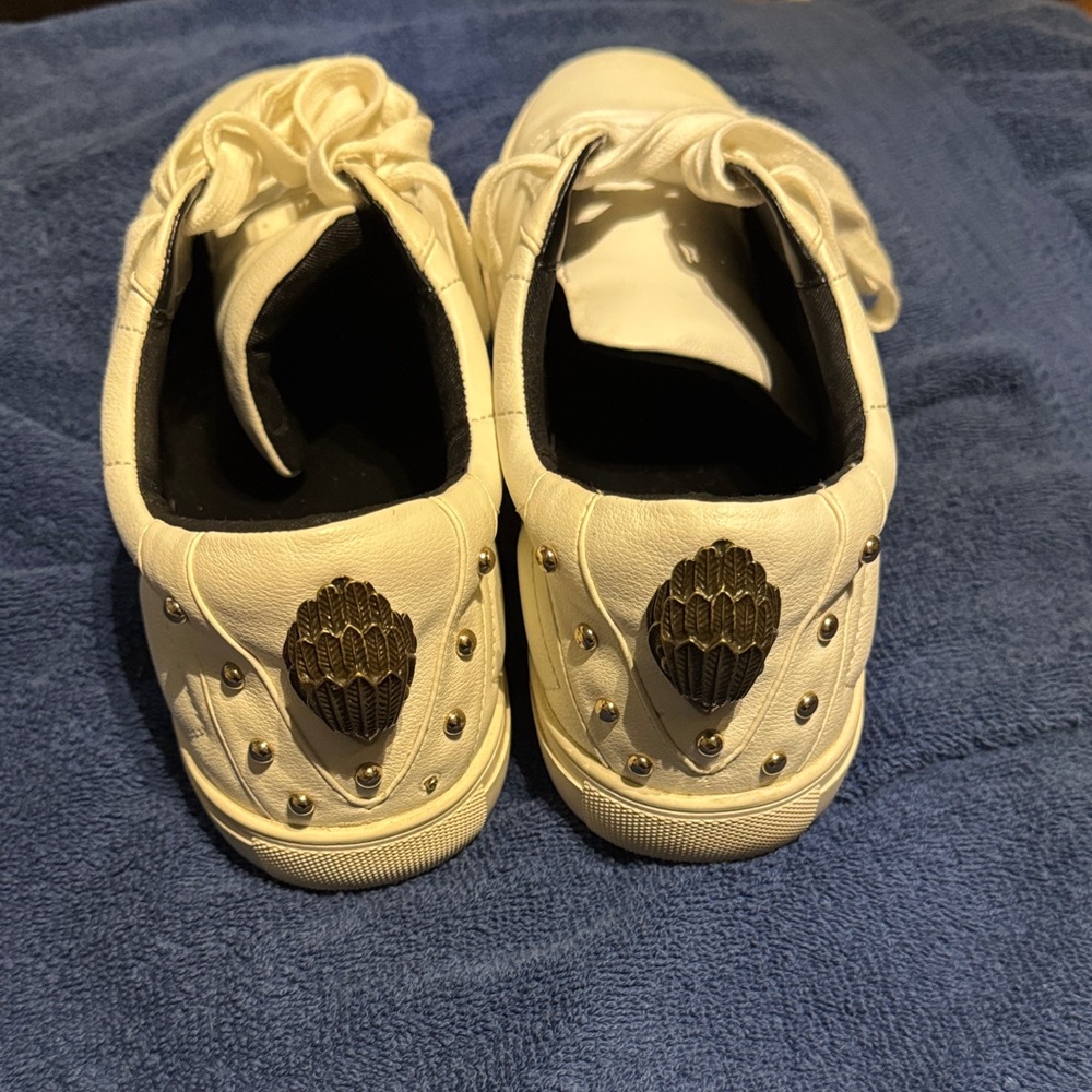 Kurt Geiger White Kids Sneakers with Gold Accents